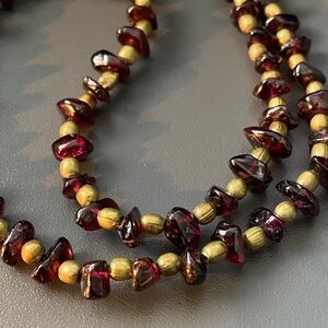 Vintage Garnet Chip & Bass Bead Necklace